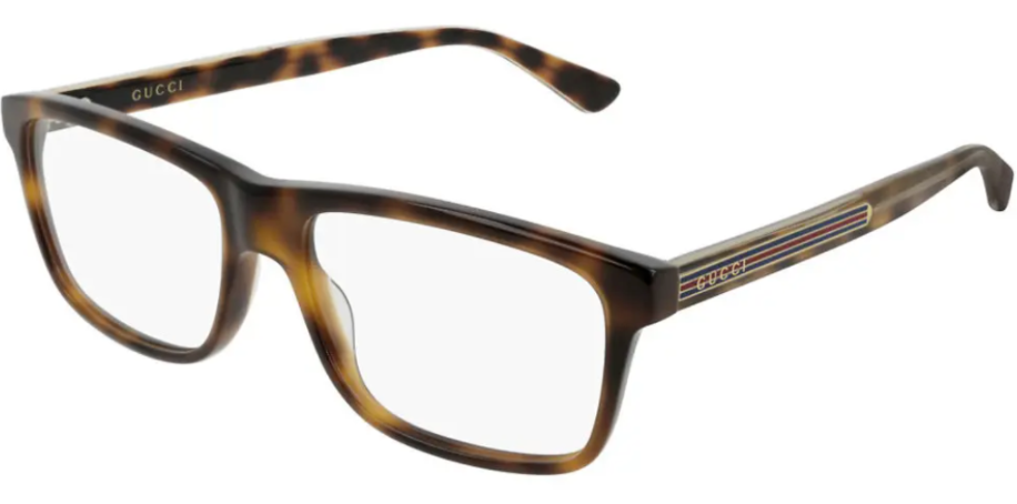 Gucci GG 0384O 003 Havana Rectangular Unisex Eyeglasses