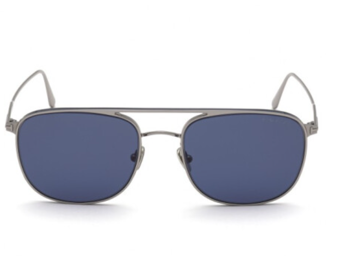 Tom Ford FT 0827 Jake 14V Shiny Light Ruthenium/Blue Smoke Unisex Sunglasses