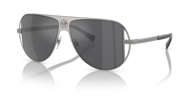 Versace 0VE2212 10016G Gunmetal/Grey Mirrored Silver 57mm Oval Men's Sunglasses
