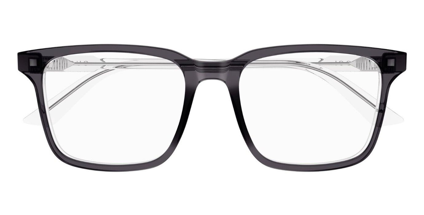 Gucci GG1120O 002 Shiny Transparent Grey Square Rectangular Men's Eyeglasses