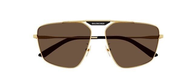 Balenciaga BB0246SA 003 Gold/Brown Square Men's Sunglasses