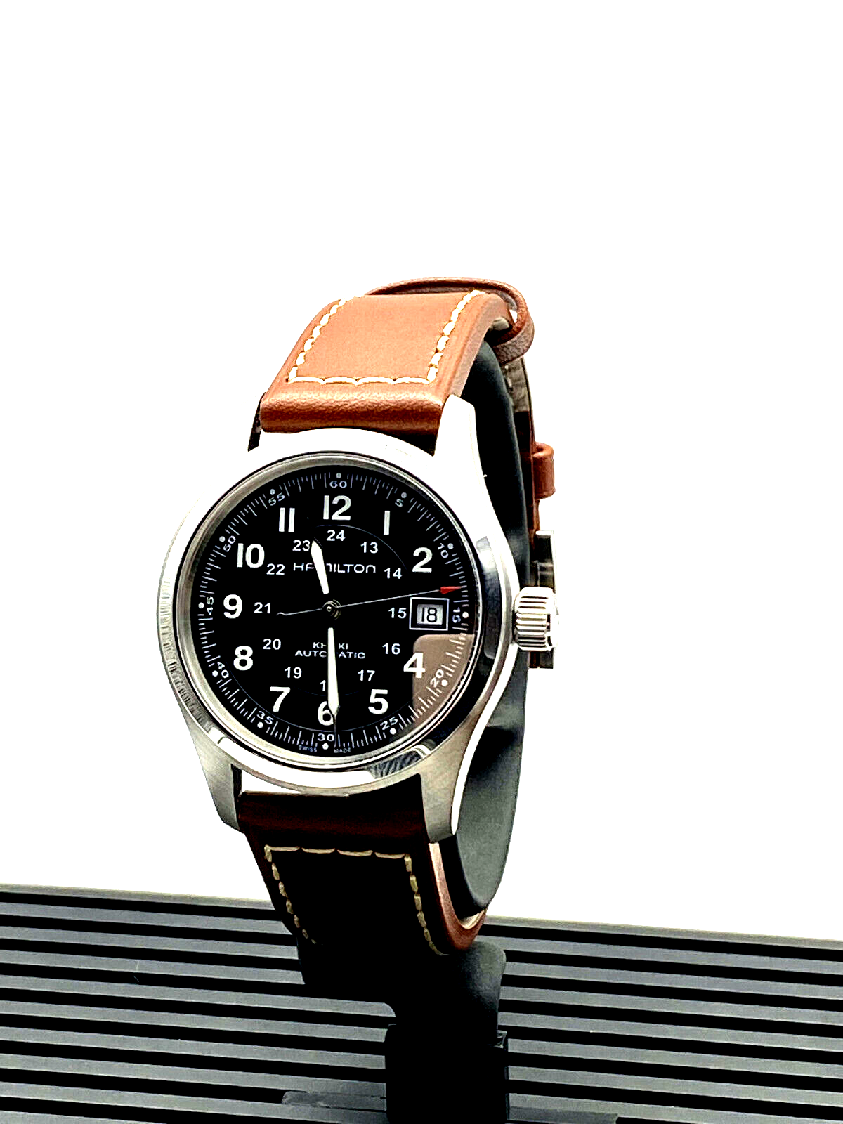 Hamilton Khaki Field Auto Black Dial Leather Men's Watch H70455533