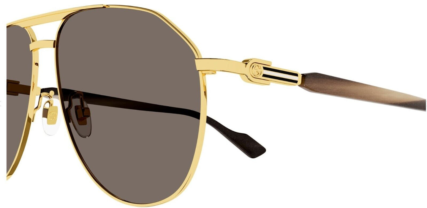 Gucci GG1220S 002 Gold/Brown Oversize Teardrop Men's Sunglasses