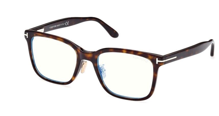 Tom Ford FT5853-D-B 052 Dark Havana/Blue Block Square Men's Eyeglasses