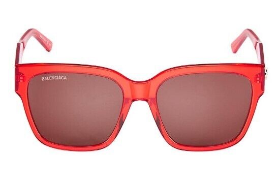 Balenciaga BB0056S 005 Red/Red Square Full-Rim Women's Sunglasses