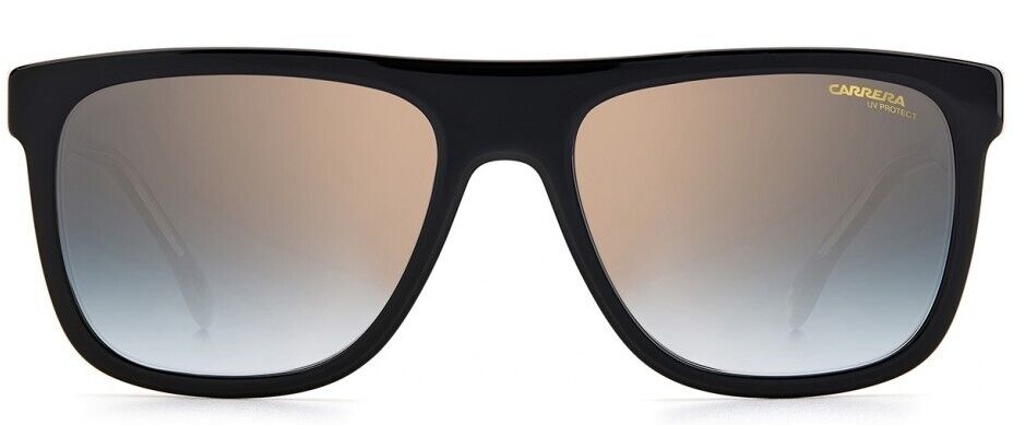 Carrera 267/S 0M4P/1V Black/Blue Shaded Gold Mirror Rectangle Men's Sunglasses