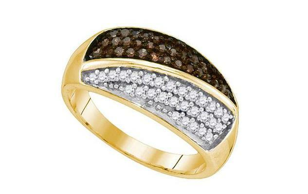 10kt Yellow Gold Brown Diamond Womens Cluster Band Ring 1/2 Cttw