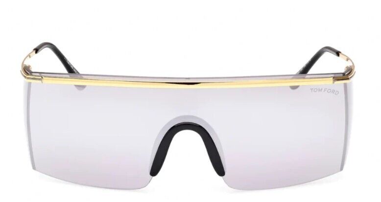 Tom Ford FT0980 Pavlos-02 30C Deep Gold/ Smoke Mirrored Shield Men's Sunglasses