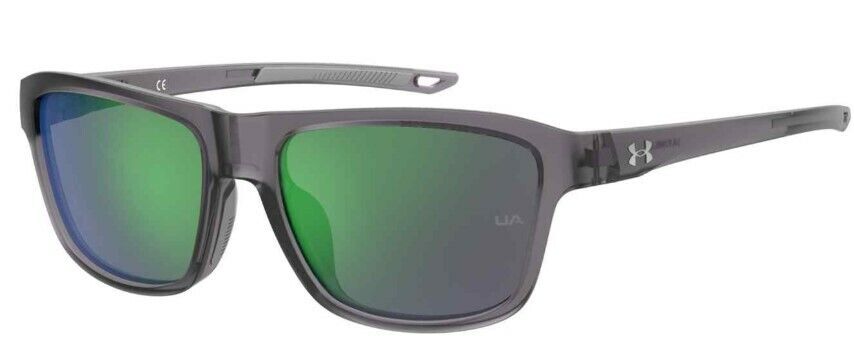 Under Armour UA-RUMBLE/F 063M/V8 Crystal Grey/Green MLT Square Unisex Sunglasses