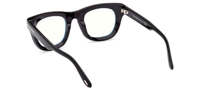 Tom Ford FT5872-B 001 Shiny Black/Blue Block Square Men's Eyeglasses