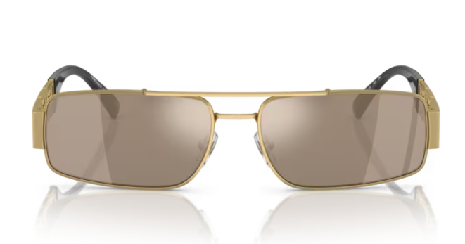 Versace 0VE2257 10025A Gold/ Brown Rectangular Men's Sunglasses