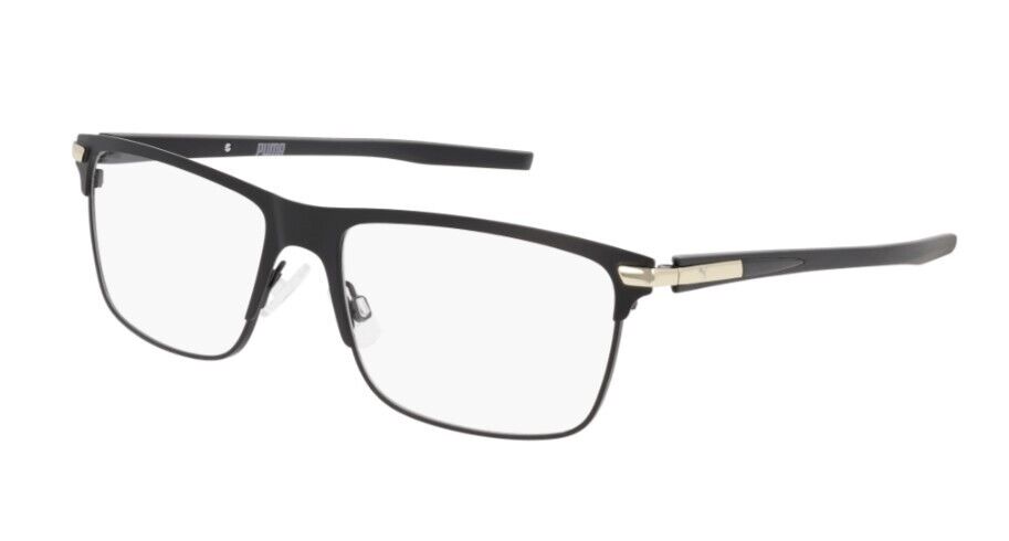 Puma PU0276O 001 Black-Black Rectangular Metal Full-Rim Unisex Eyeglasses