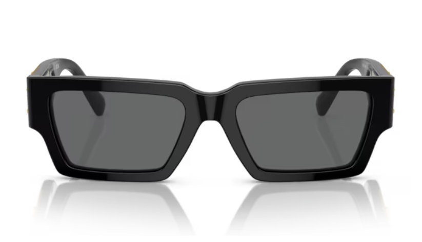 Versace 0VE4459F GB1/87 Black/Dark Grey Rectangular Men's Sunglasses