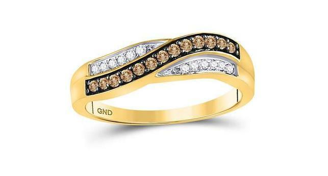 10kt Yellow Gold Brown Diamond Womens Band Ring 1/4 Cttw