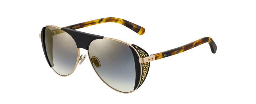 Jimmy Choo Rave/S J5G/FQ Black Gold Havana/Gray Mirrored Sunglasses
