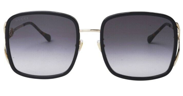 Gucci GG 1016SK-001 Gradient Black/Gray Oversize Metal Square Women Sunglasses