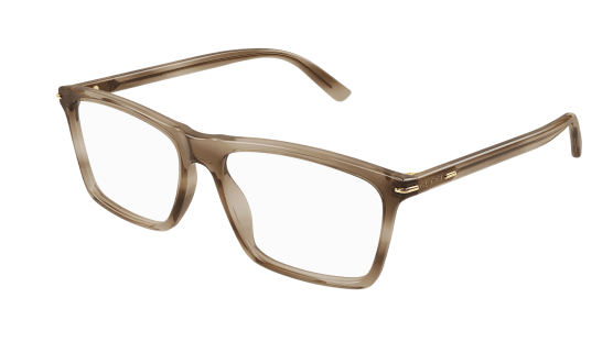 Gucci GG1445O 007 Havana Clear Rectangular Men's Eyeglasses