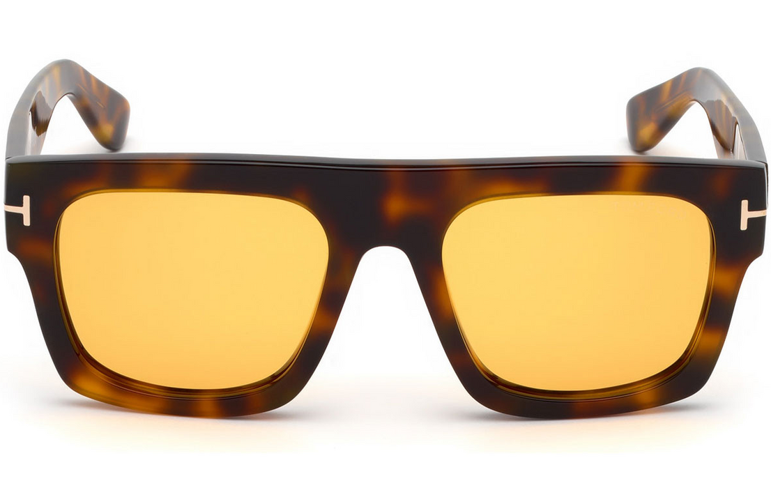 Tom Ford FT 0711 Fausto 56E Shiny Havana/Vintage Yellow Unisex Sunglasses