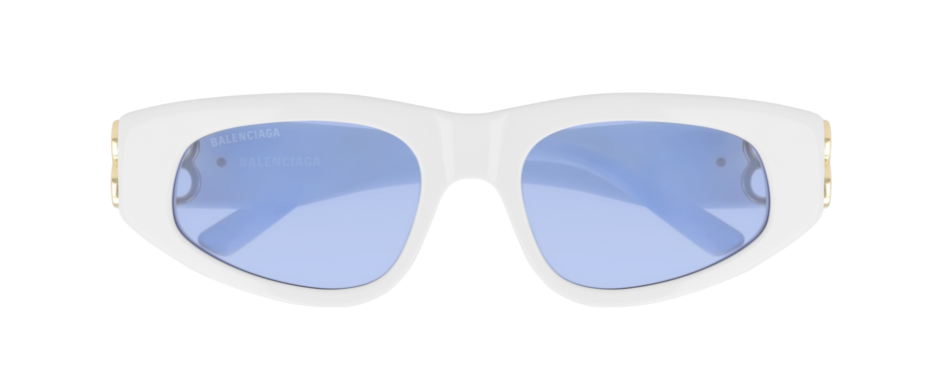 Balenciaga BB 0095S 004 White Gold/Light Blue Oval Women's Sunglasses