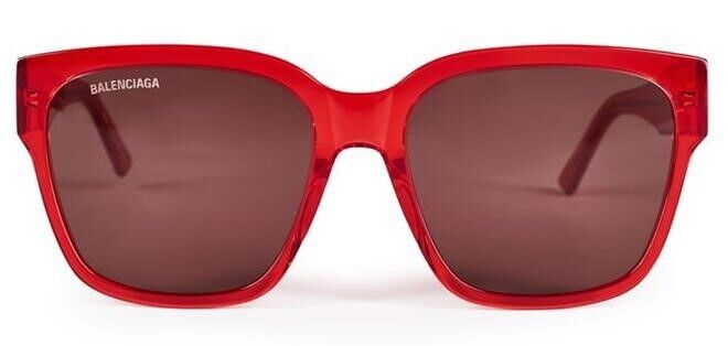 Balenciaga BB0056S 005 Red/Red Square Full-Rim Women's Sunglasses
