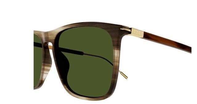 Gucci GG 1269S 003 Havana-Gold/Green Rectangular Men's Sunglasses