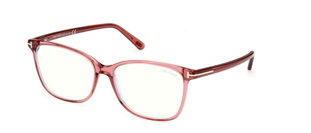 Tom Ford FT5842-B 074 Transparent Pink/Blue Block Square Women's Eyeglasses