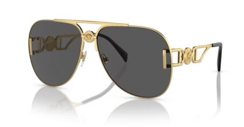 Versace 0VE2255 100287 - Gold / Dark Grey Wide Men's Sunglasses