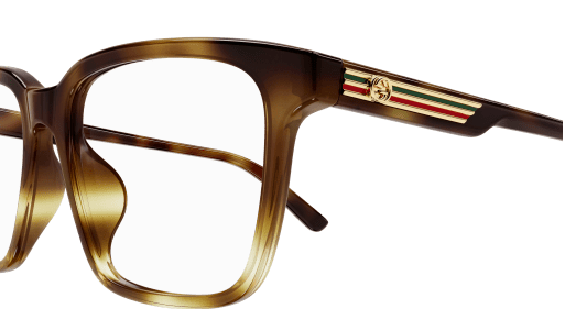 Gucci GG1293OA-003 Havana Clear Rectangle Men's Eyeglasses