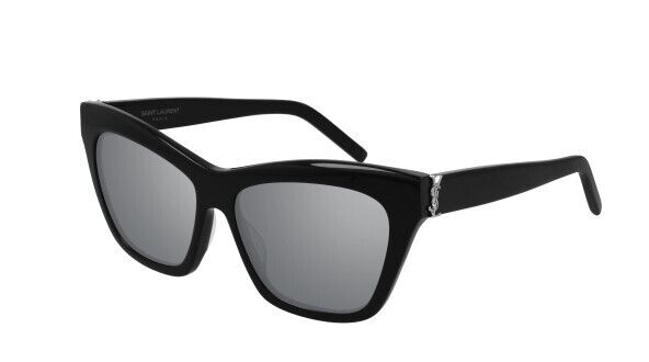Saint Laurent SL M79 001 Black/Silver Mirrored Cat-Eye Women's Sunglasses