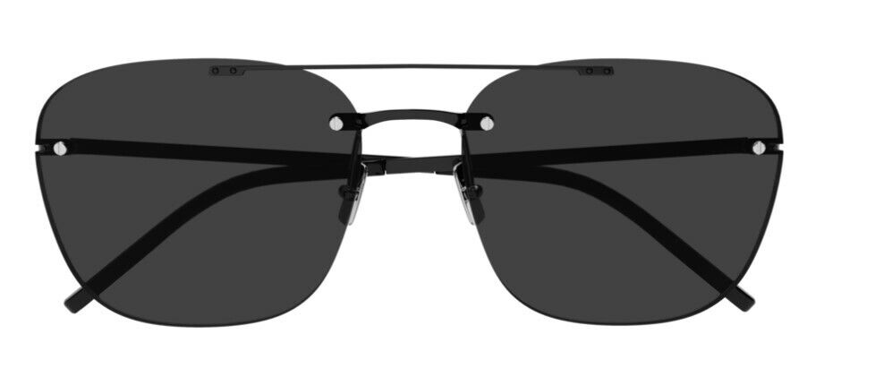 Saint Laurent SL 309 001 Black/Black Rimless Metal Pilot Unisex Sunglasses