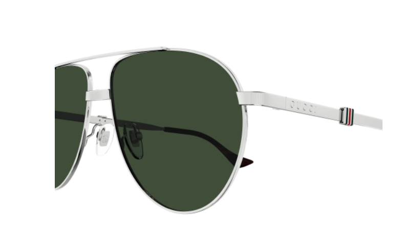 Gucci GG1440S 002 Silver/Green Oval Men's Sunglasses