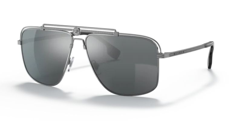 Versace VE2242 10016G Gunmetal/ Light grey Rectangular 61mm Men's Sunglasses