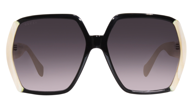 Gucci GG1065S 002 Black-Beige/Grey Oversized Square Women's Sunglasses