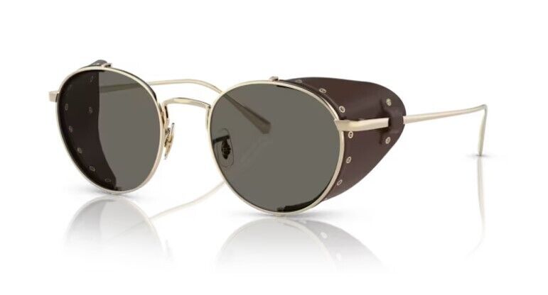 Oliver Peoples 0OV1323SM Cesarino-1 5145R5 Gold Sequoia Leather/Grey Sunglasses