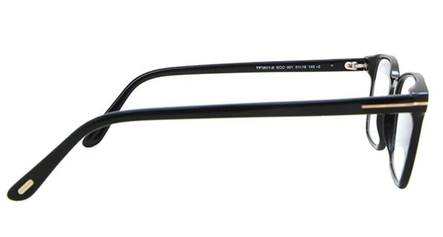 Tom Ford FT5831-F-B 001 Shiny Black/Blue Block Square Men's Eyeglasses