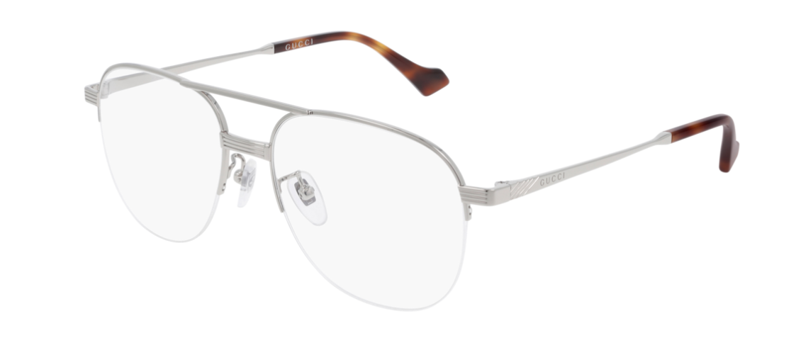 Gucci GG 0745O 004 Silver Pilot Unisex Eyeglasses