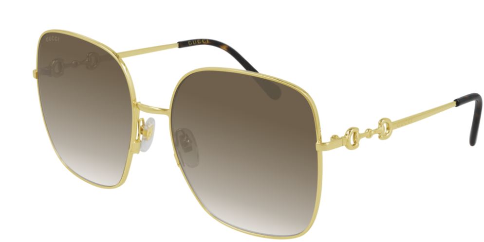 Gucci GG 0879S 002 Gold/Brown Gradient Square Women's Sunglasses