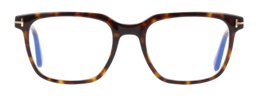 Tom Ford FT5818-F-B 052 Shiny Dark Havana /Blue Block Square Men's Eyeglasses