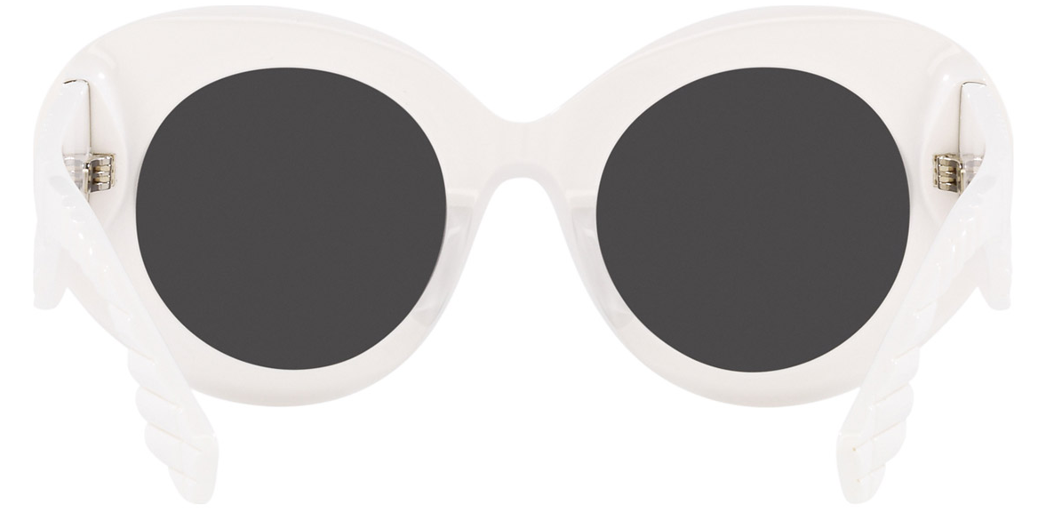 Burberry BE4370U 300787 White /Dark Grey Oval Round Women's Sunglasses
