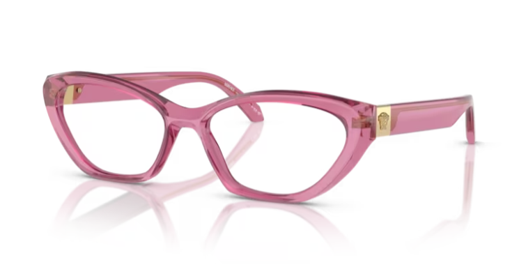 Versace 0VE3356 5469 Transparent light pink Cat-Eye 53MM Women's Eyeglasses
