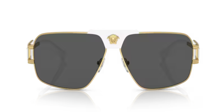 Versace VE2251 147187 Gold/Dark Grey Rectangular Men's Sunglasses