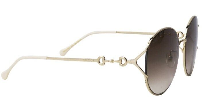 Gucci GG 1017SK-003 Gradient Gold/Brown Oversize Metal Round Women Sunglasses