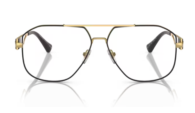 Versace 0VE1287 1443 - Black/gold Rectangular  Men's 59 mm Eyeglasses