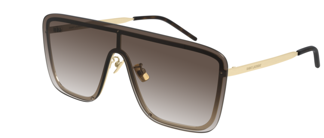 Saint Laurent Gold/Brown SL 364 Mask Oversized 006 Unisex Sunglasses