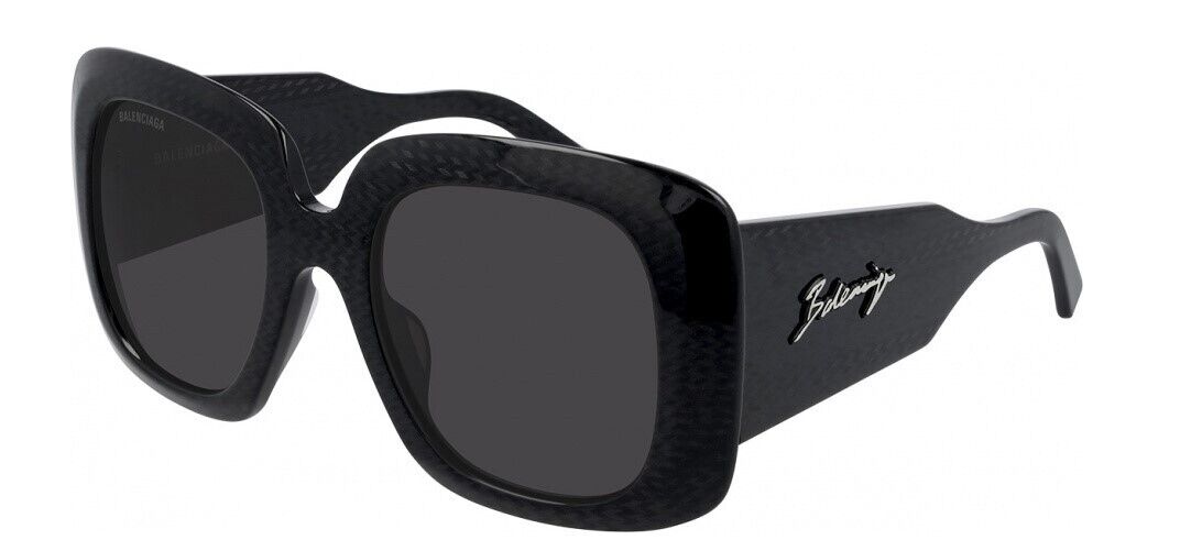 Balenciaga BB0119S 001 Black Grey Square Women's Full-Rim Sunglasses