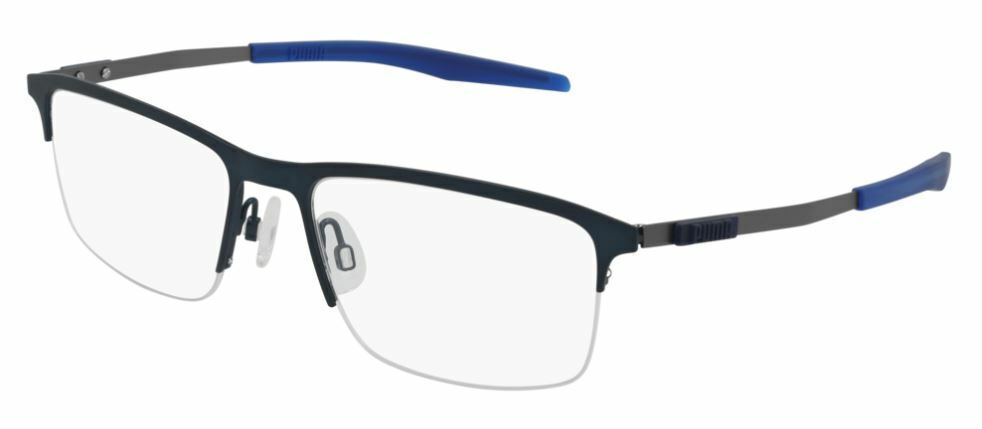 Puma PU 0302O 002 Blue Ruthenium Rectangle Men's Eyeglasses