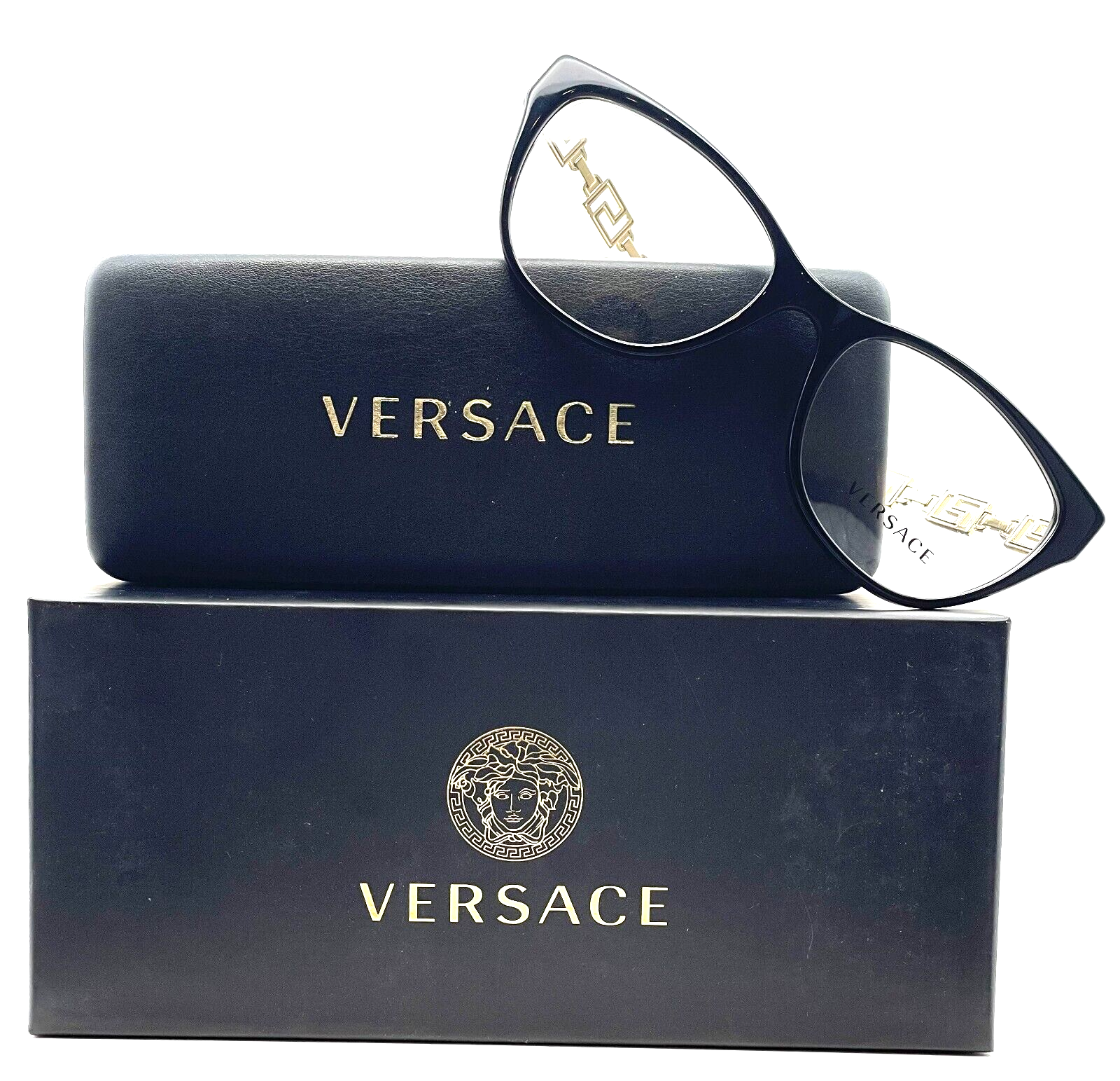 Versace VE3292 GB1 Black/Gold Cat-Eye Women's Eyeglasses