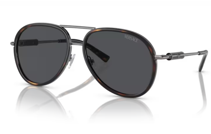 Versace VE 2260 10087 Havana/ Dark Grey Oval Men's Sunglasses
