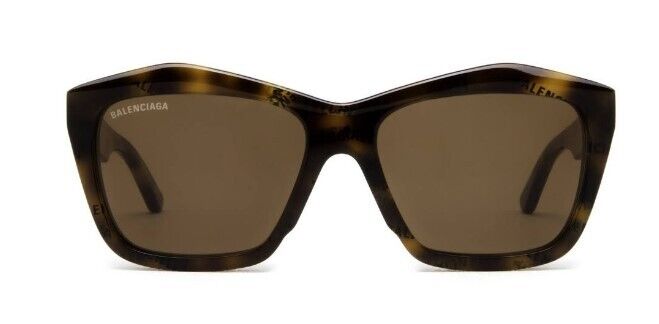 Balenciaga BB0216S 002 Havana/Brown Cut Square Full-Rim Women's Sunglasses