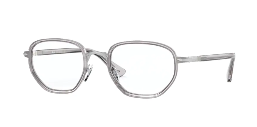Persol 0PO 2471V 1101 Silver & Smoke Hexagon Men's Eyeglasses